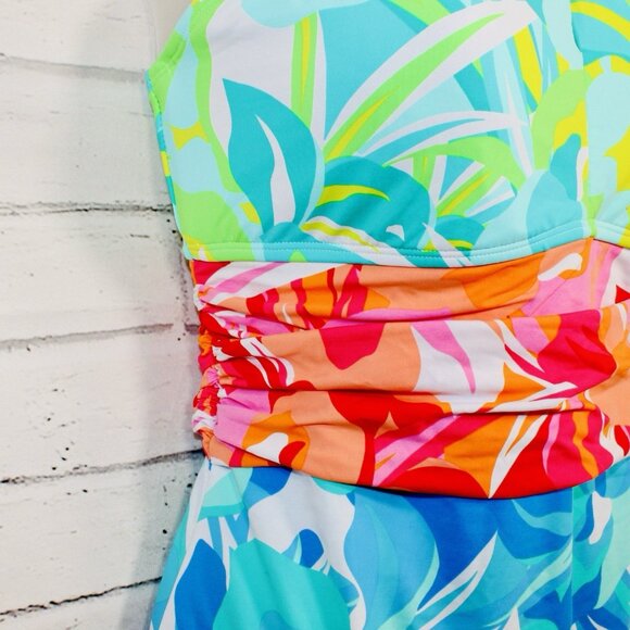 Bleu Rod Beattie Keyhole Tropical Colorful One Piece Swimsuit Size 12 NWT $125 - Picture 6 of 9